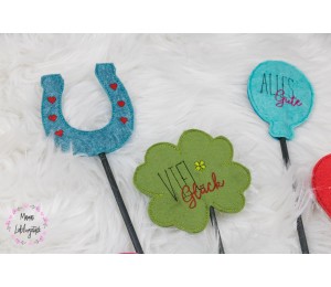 Stickserie ITH - 17 Blumenstecker Glückwünsche